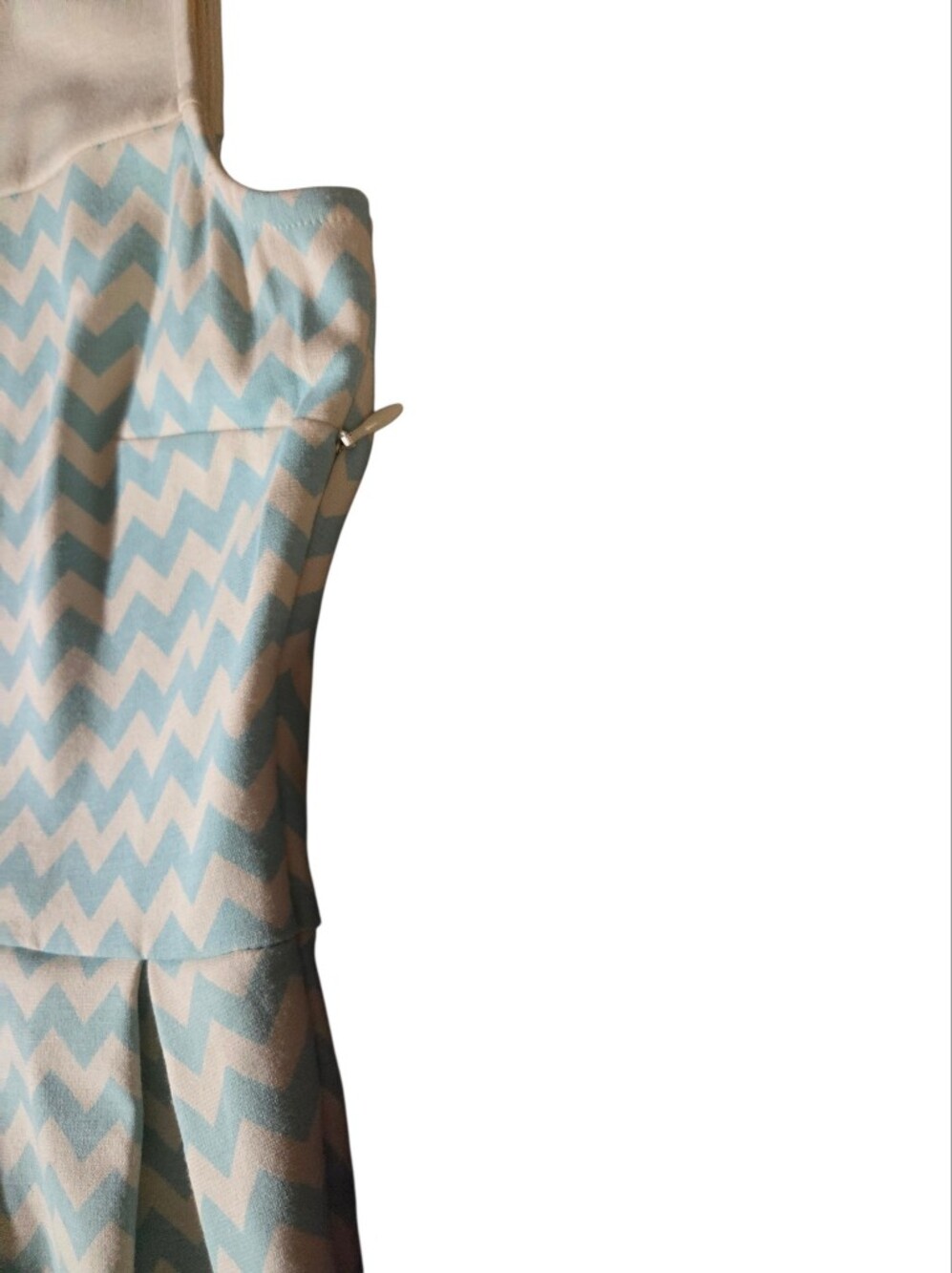 Altar'd State Blue & White Chevron Colorblock Pleated Fit & Flare Dress - Size L - Picture 3 of 5